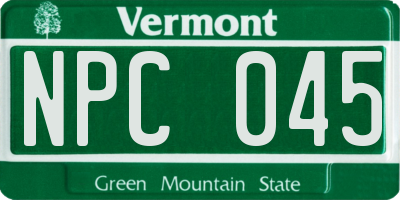 VT license plate NPC045