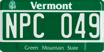 VT license plate NPC049