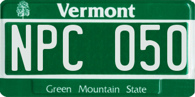 VT license plate NPC050