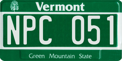 VT license plate NPC051