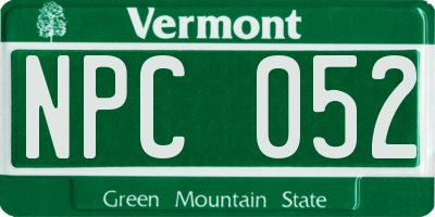 VT license plate NPC052