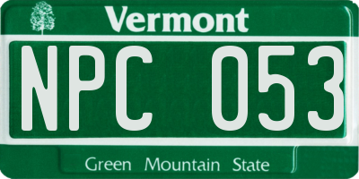 VT license plate NPC053