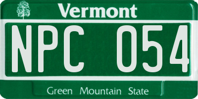 VT license plate NPC054