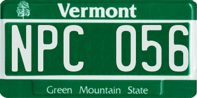 VT license plate NPC056
