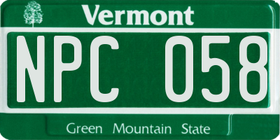 VT license plate NPC058