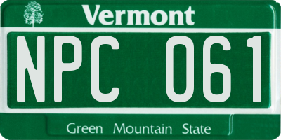 VT license plate NPC061