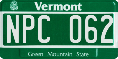 VT license plate NPC062