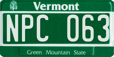 VT license plate NPC063