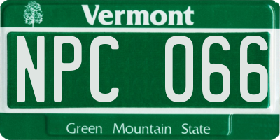 VT license plate NPC066