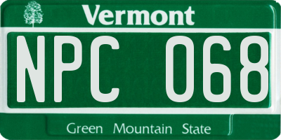 VT license plate NPC068