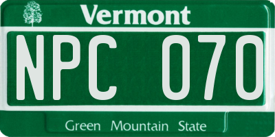 VT license plate NPC070