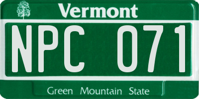 VT license plate NPC071