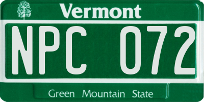 VT license plate NPC072