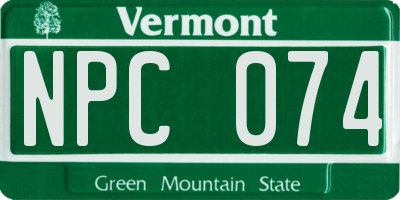 VT license plate NPC074