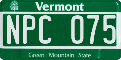 VT license plate NPC075