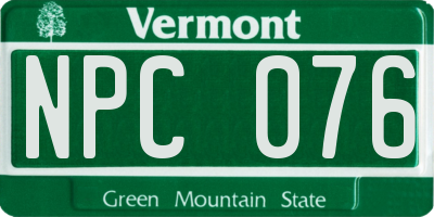 VT license plate NPC076