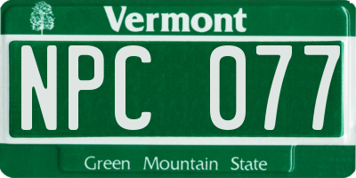 VT license plate NPC077