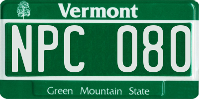 VT license plate NPC080