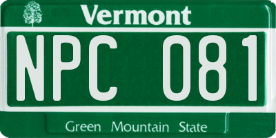 VT license plate NPC081