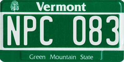 VT license plate NPC083