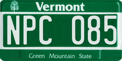 VT license plate NPC085