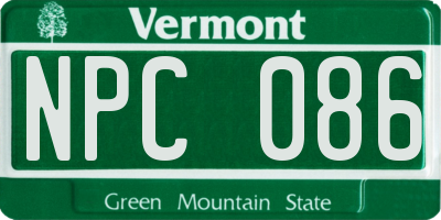 VT license plate NPC086