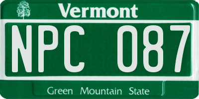 VT license plate NPC087