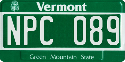 VT license plate NPC089