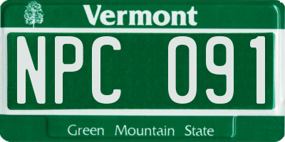 VT license plate NPC091