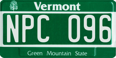 VT license plate NPC096