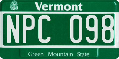 VT license plate NPC098