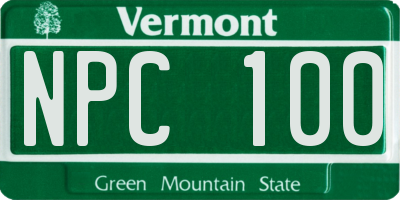 VT license plate NPC100