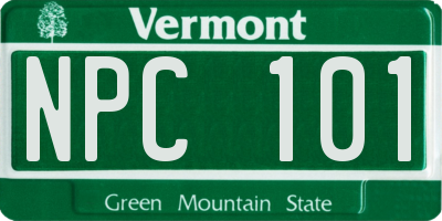 VT license plate NPC101