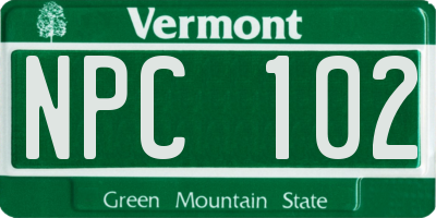 VT license plate NPC102