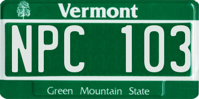 VT license plate NPC103