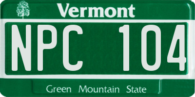 VT license plate NPC104