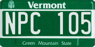 VT license plate NPC105