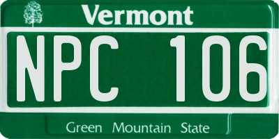 VT license plate NPC106