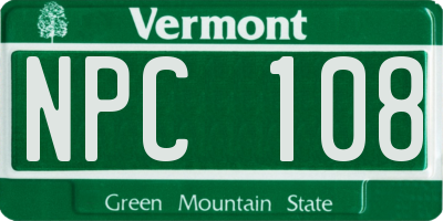 VT license plate NPC108