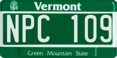 VT license plate NPC109