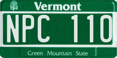 VT license plate NPC110