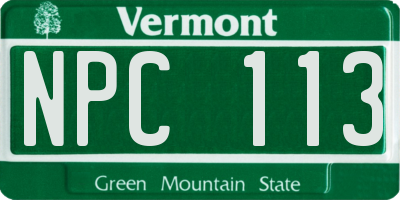 VT license plate NPC113