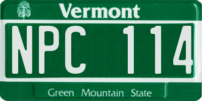VT license plate NPC114