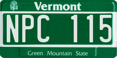 VT license plate NPC115