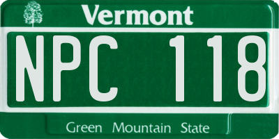 VT license plate NPC118