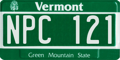 VT license plate NPC121