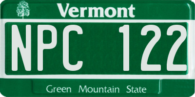 VT license plate NPC122
