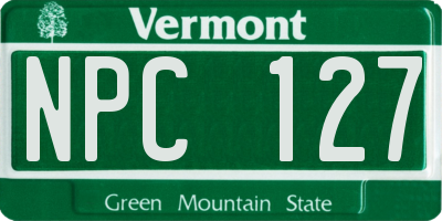 VT license plate NPC127