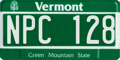 VT license plate NPC128