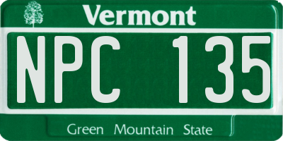 VT license plate NPC135